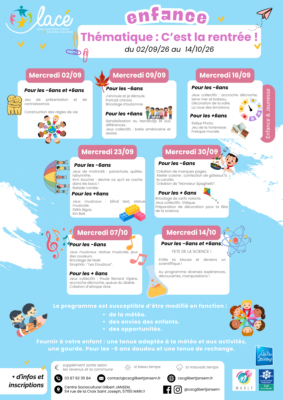 Programme des Mercredis Loisirs Éducatifs de septembre et octobre 2026 Programme des Mercredis Loisirs Éducatifs de septembre et octobre 2026