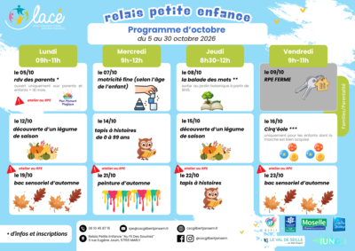 Calendrier du Relais Petite Enfance d'octobre 2026 Calendrier du Relais Petite Enfance d'octobre 2026
