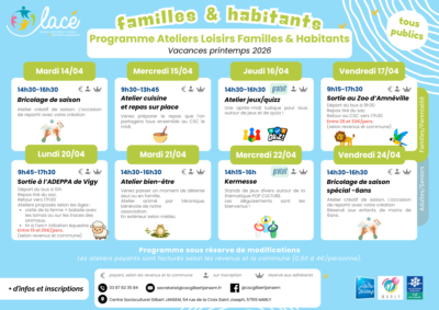 Programme Famille & habitants, Avril 2026 Programme Famille & habitants, Avril 2026