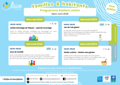 Programme Famille & habitants, Mars 2026 Programme Famille & habitants, Mars 2026