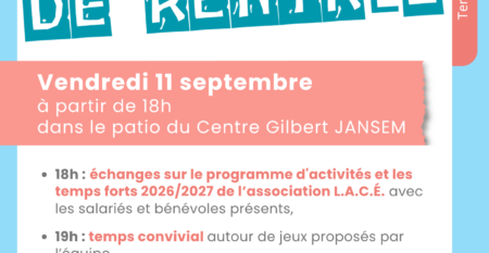 Affiche de l'apéro de rentrée 2026 avec les détails de l'évènement