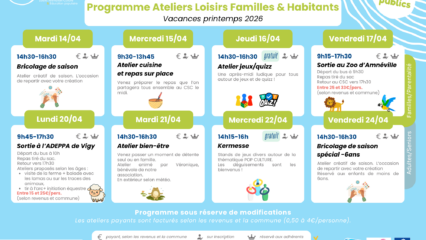 Programme Famille & habitants, Avril 2026 Programme Famille & habitants, Avril 2026