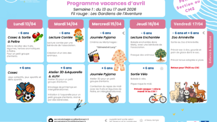 Planning Enfance, Vacances de Pâques, Semaine 1 Planning Enfance, Vacances de Pâques, Semaine 1
