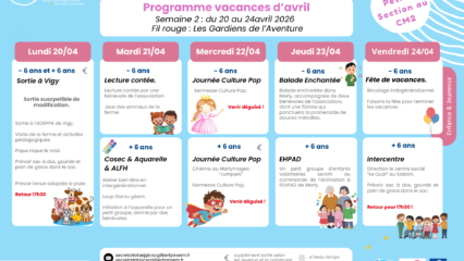 Planning Enfance, Vacances de Pâques, Semaine 2 Planning Enfance, Vacances de Pâques, Semaine 2