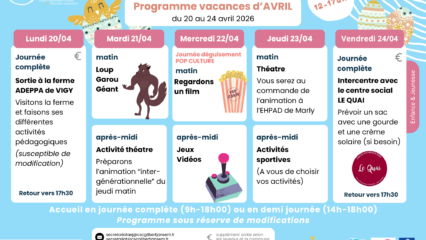 Planning Jeunesse Vacances de Pâques, Semaine 2 Planning Jeunesse Vacances de Pâques, Semaine 2